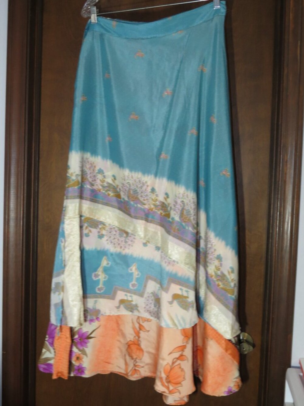 Rangeelaa Sari Wrap Skirt Goddess Ankle 70x40(approx) Peacocks & floral